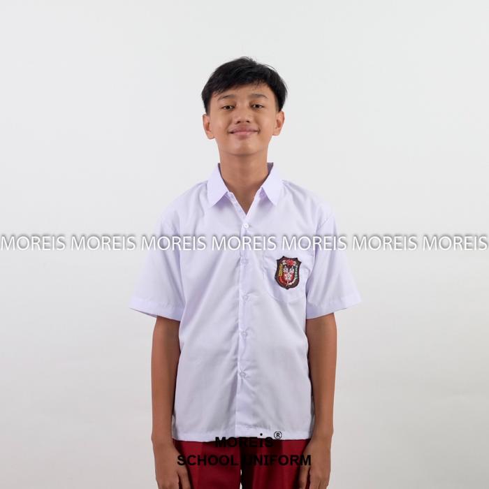 Gambar Seragam Baju SD Pendek Bahan TC - Logo Sablon, 14 dari moreis. undefined Tokopedia