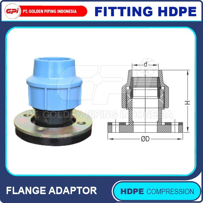 Gambar Flange Adaptor HDPE Compression size 1-1/4" s/d 4 inchi - 50mm (1-1/2") dari DEPO PIPA_NEW undefined Tokopedia
