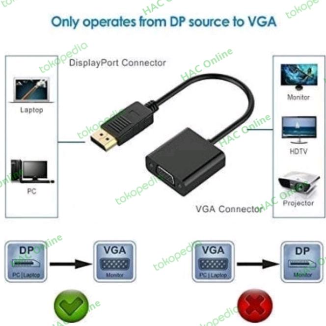 Jual Converter Kabel DP to VGA Display Port to VGA Converter