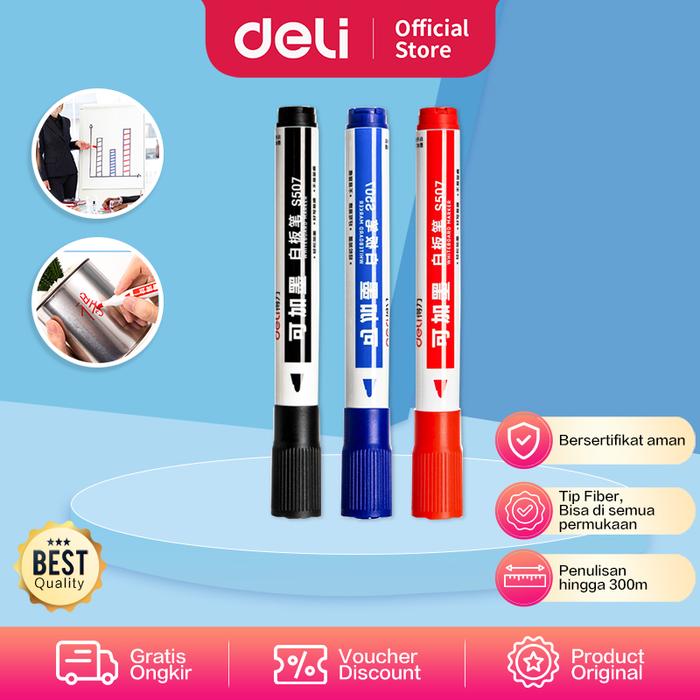 Gambar Deli Dry Erase Marker / Spidol Papan Tulis di Segala Permukaan - S507 - Hitam, 1 pcs dari Deli Stationery Indonesia undefined Tokopedia