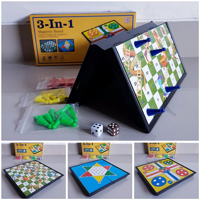 Gambar Mainan Ular Tangga Magnet Board Game Magnetic 4 in 1 Catur Ludo Halma - 3 in 1 Medium, Packing Standar dari A.R.A.F.A undefined Tokopedia