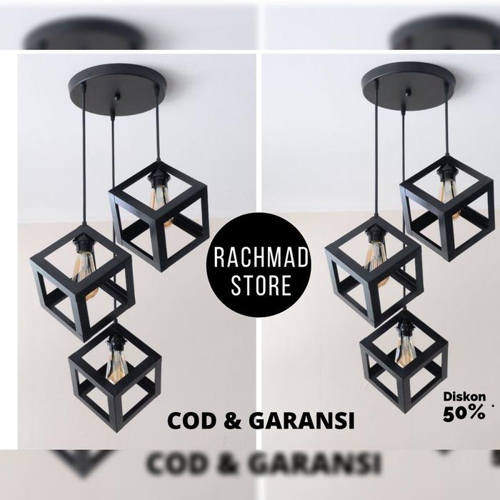 Gambar Lampu gantung hias minimalis teras ruang tamu modern dapur isi 3 - kubus 3 dari Rachmadstoree undefined Tokopedia