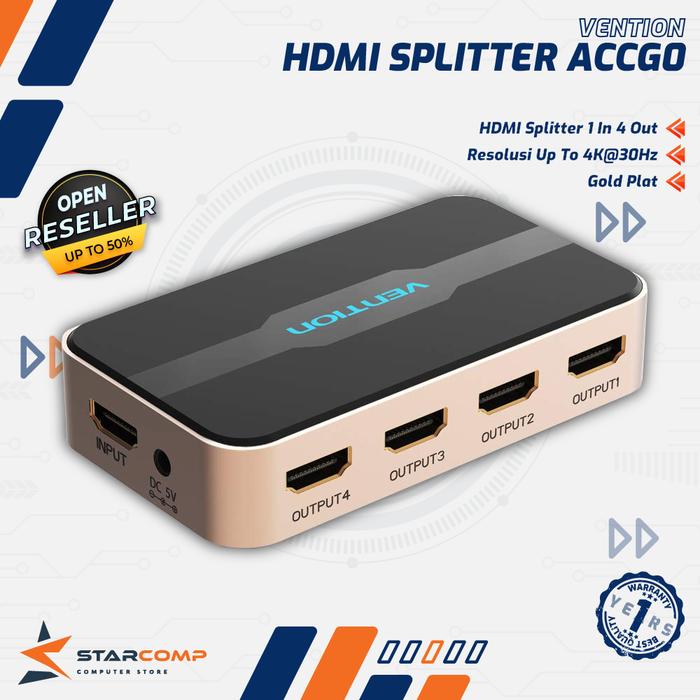 Gambar Vention ACCG0 HDMI Splitter (1 in 4 Out) Full HD 3D 4K HDMI 2.0 dari Starcomp Origin undefined Tokopedia