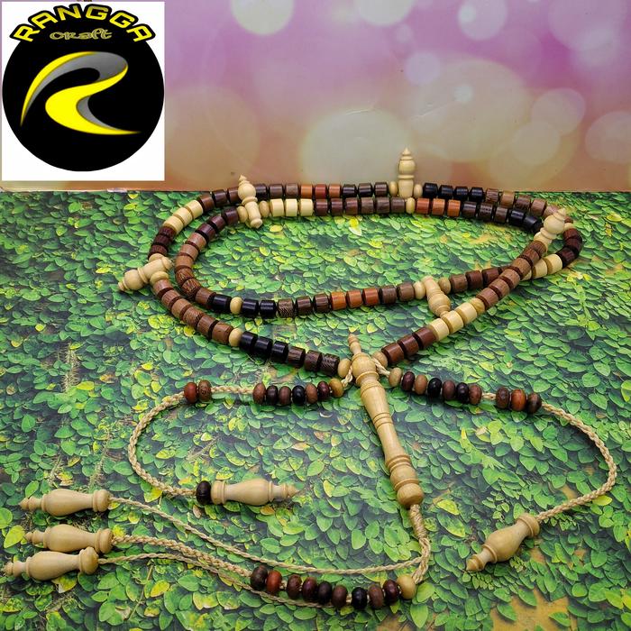 Gambar tasbih tijani sembilan macam kayu bertuah motif marjan dari Rangga Craft undefined Tokopedia