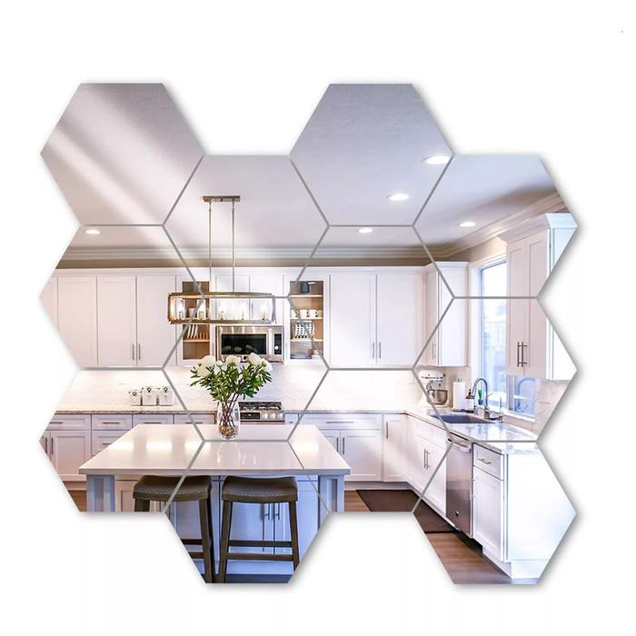 Gambar stiker cermin hexagonal tempel dinding kaca segi enam mirror acrylic - Merah, MINI dari Ayam_Terbang undefined Tokopedia