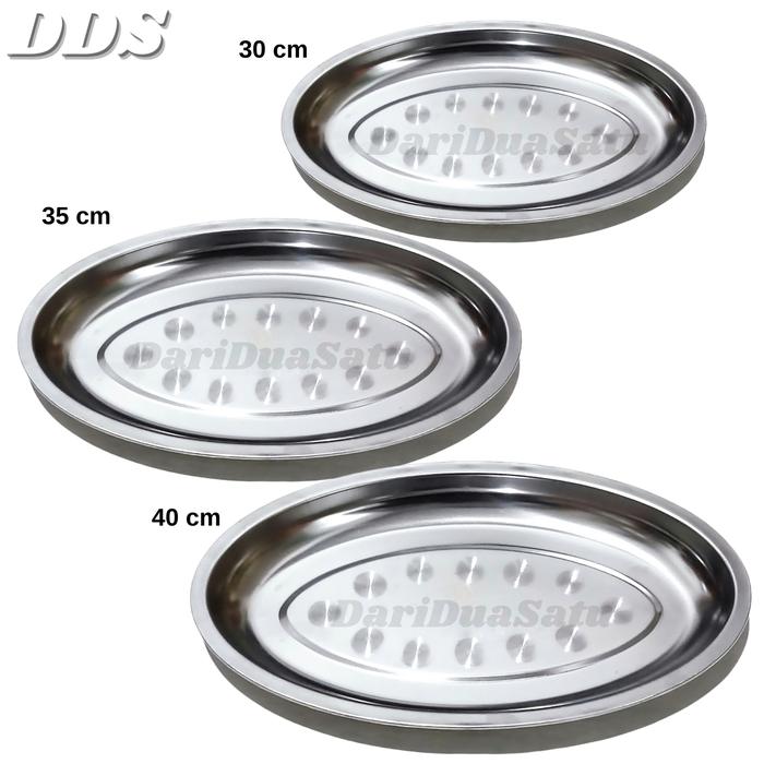 Gambar Piring Nampan Oval Stainless Piring Saji Ikan Gurame Sate Lauk 30/35/40 cm - 35 cm dari DariDuaSatu undefined Tokopedia