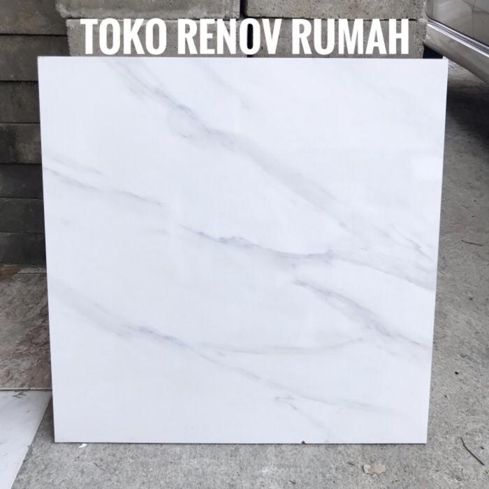 Gambar Keramik 60x60 putih motif carara (glossy)/ keramik lantai putih GLOSSY - 1. Carara dari Renov Rumah undefined Tokopedia