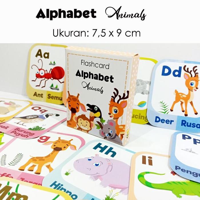 Gambar Flashcard alphabet animals / foods / Flash Card / kartu pintar / kartu - Animals dari Titahias Mall undefined Tokopedia