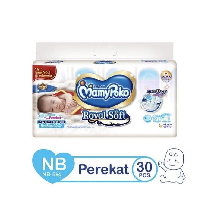 Gambar MamyPoko Royal Soft Tape NB30 NB 30 S28 S 28 M26 M 26 L22 L 22 Popok - NB isi 30 dari Titahias Mall undefined Tokopedia