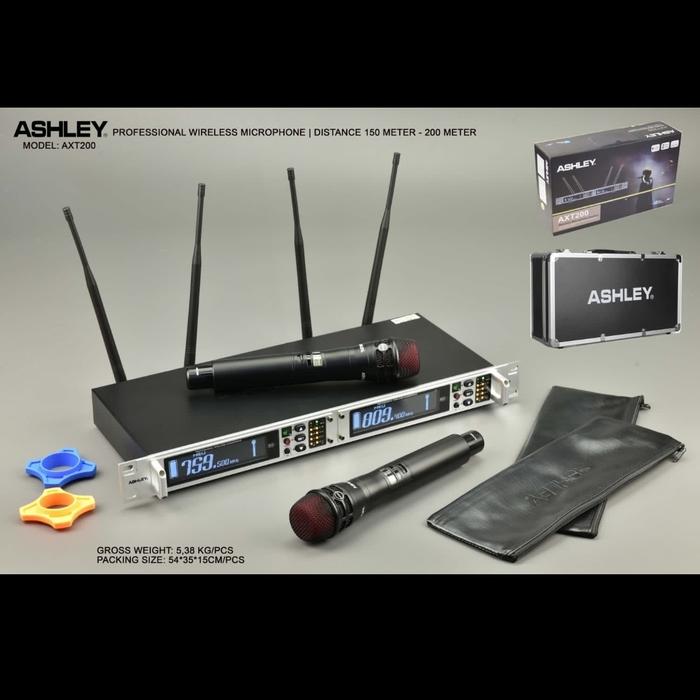 Gambar MIC ASHLEY AXT200/AXT 200 FREE KOPER WIRELESS MICROPHONE ORIGINAL - Hitam dari SinarSakti Elektronik undefined Tokopedia
