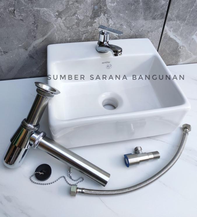 Gambar Wastafel Set Komplit Kotak Minimalis / Westafel Wb 2027 Kecil Murah - Paket B dari cupustoress undefined Tokopedia