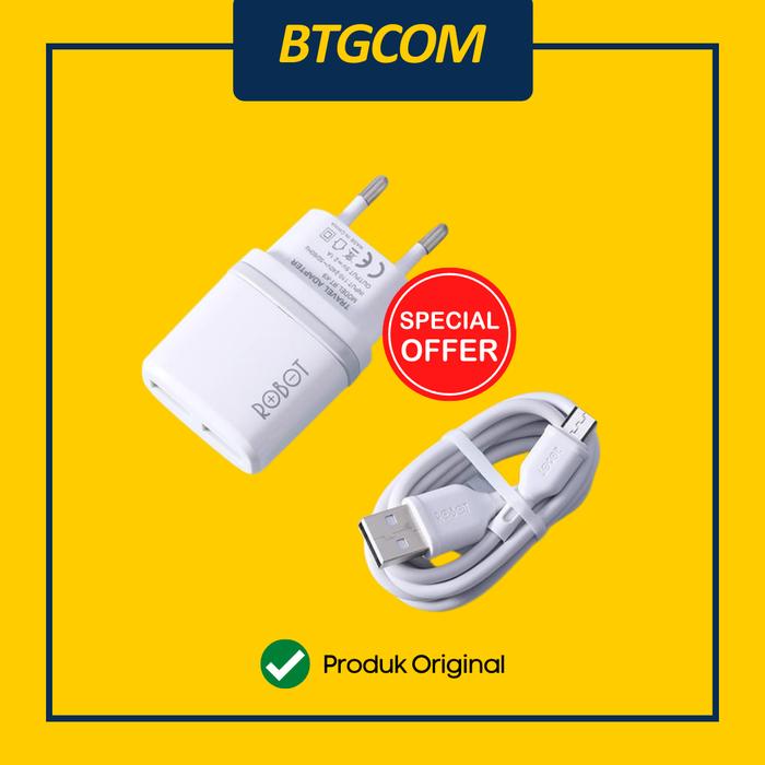 Gambar ROBOT RT-K9 12W DUAL PORT 2.1A ADAPTOR CHARGER + MICRO USB DATA CABLE dari btgcom undefined Tokopedia