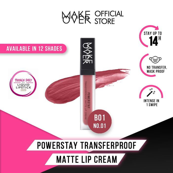 Gambar MAKE OVER Powerstay Transferproof Matte Lip Cream 7 g - B01 NO.1 dari Mahdaly House of Beauty undefined Tokopedia