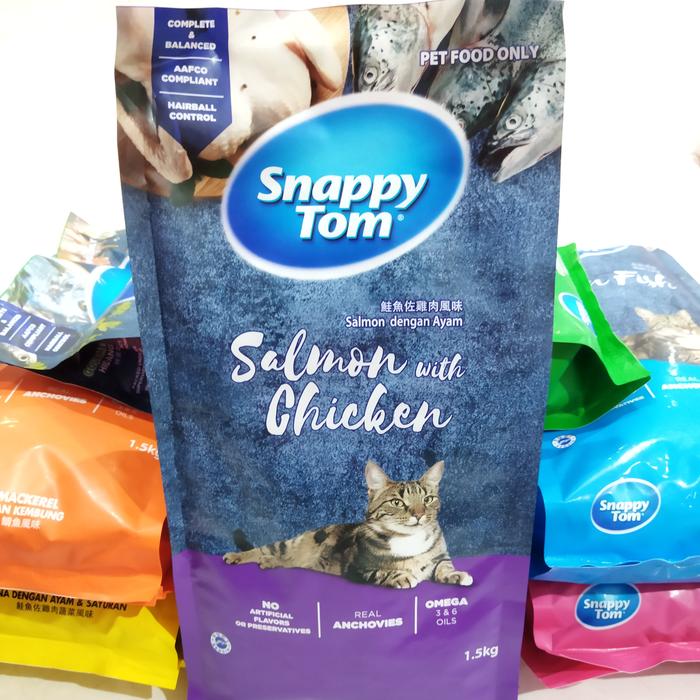 Jual Makanan kucing Snappy Tom Salmon with chicken 1,5kg Freshpack