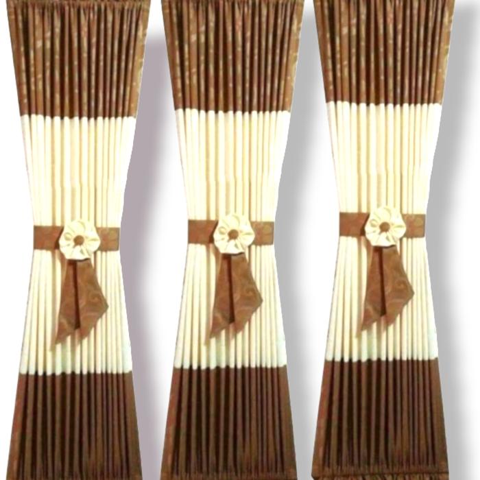 Gambar tirai gorden kupu-kupu rumah bahan tebal - cokelat cream, 180cm dari GORDEN ASILA undefined Tokopedia