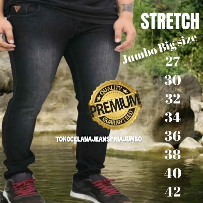 Gambar celana jeans pria slim fit stretch jumbo/jeans pria big size - Black jazz, L 31/32 dari Neng linda store99 undefined Tokopedia