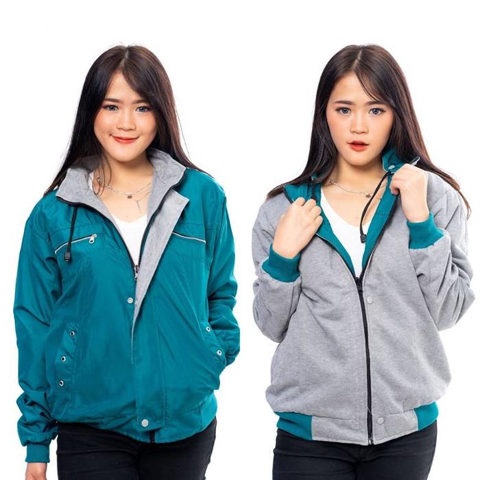 Gambar Jaket Wanita Bolak Balik Jaket Parka Parasut Anti Air Jaket Windproof - TOSCA, M dari JUNIPERBOI undefined Tokopedia