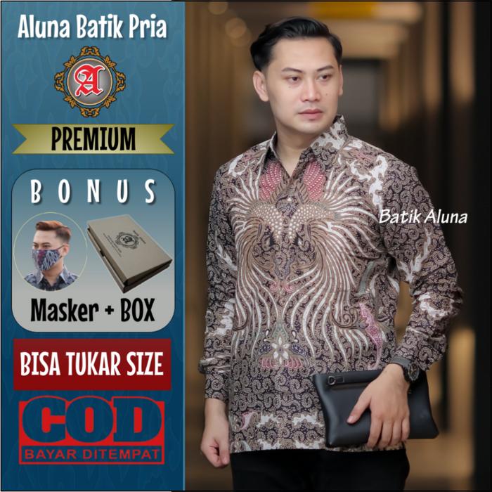 Gambar Batik Lengan Panjang Pria Premium Slim Fit S M L XL XXL XXXl Jumbo - M dari Aluna Batik Pria undefined Tokopedia