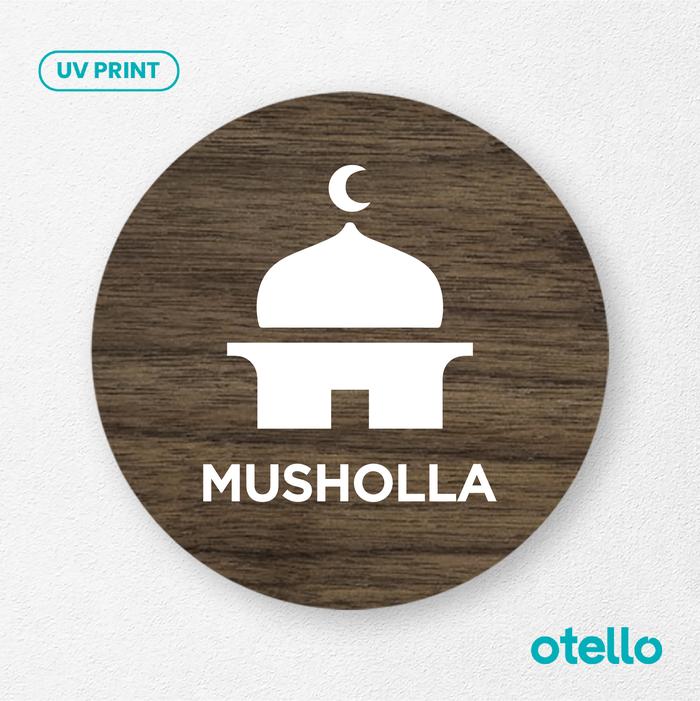 Gambar Signage Musholla Sign Board Kayu Label Papan Nama Masjid Mushola Plang - Bulat, 25 cm dari Otello Studio undefined Tokopedia