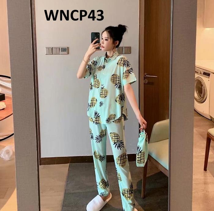 Gambar Piyama Wanita Baju Tidur Wanita Lengan Pendek Celana Panjang Green - XL dari Aneka Bingkisan undefined Tokopedia