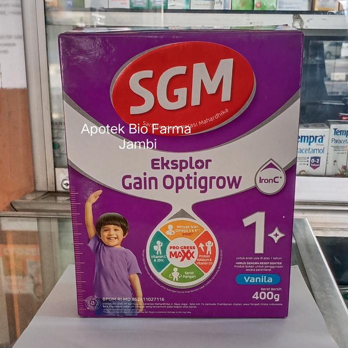 Gambar SGM EKSPLOR GAIN OPTIGROW 1+ 400gr dari Apotek Bio Farma undefined Tokopedia