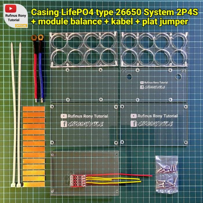 Gambar Casing baterai LifePO4 (2P 4S / 8 baterai) Type 26650 - Varian type 3 dari Rufinus Rony Tutorial undefined Tokopedia