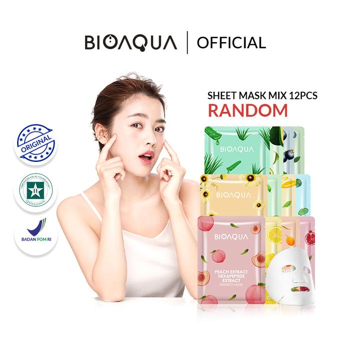 Gambar 【BPOM】BIOAQUA sheet mask 12 pcs Brightening Moisturizing skin care - facemask mix12p dari BIOAQUA Official Store undefined Tokopedia