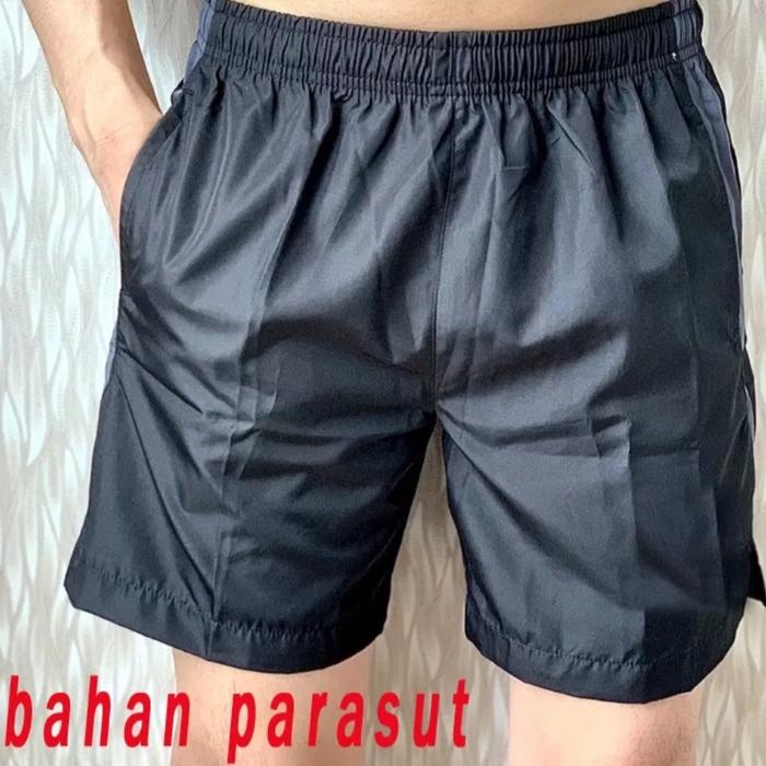 Gambar celana parasut pendek pria wanita / Celana Running, Joging,Gym, fitnes - Polos Hitam, S dari Bhazonk R undefined Tokopedia