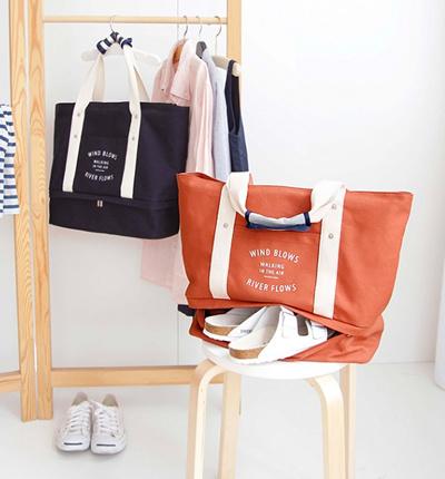 Gambar FIRST PROJECT - Tas Tote Bag Kanvas Wanita dengan Tempat Sepatu - Orange dari Toko First Project Shop undefined Tokopedia
