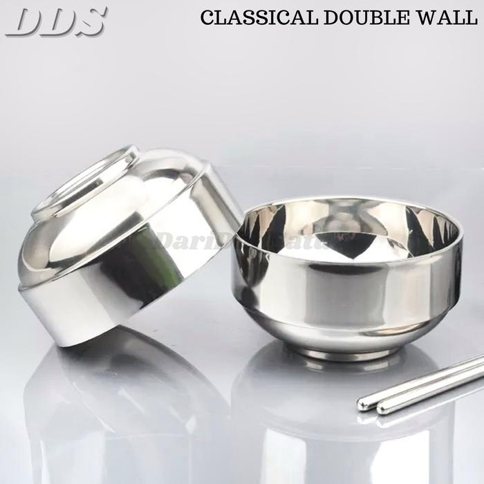 Gambar Mangkok Stainless Korea Double Wall Classical Bowl 2 Lapis 12 - 20 cm - 12 cm TP dari DariDuaSatu undefined Tokopedia