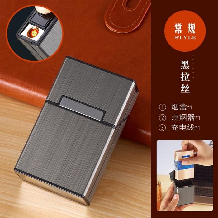 Gambar FOCUS JD-YH069 - Kotak Rokok Slot 20 Batang Dengan Korek Elektrik - Black dari Melissa OnlineShop undefined Tokopedia