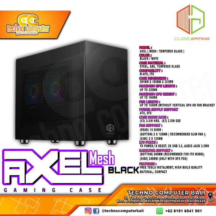 Gambar CUBE GAMING AXEL MESH Mini ITX GAMING CASE - Hitam dari Techno Computer Bali undefined Tokopedia