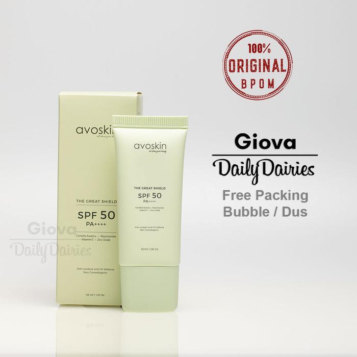 Gambar Avoskin the great shield sunscreen SPF50 30ml sunblock wajah dari Daily Dairies undefined Tokopedia