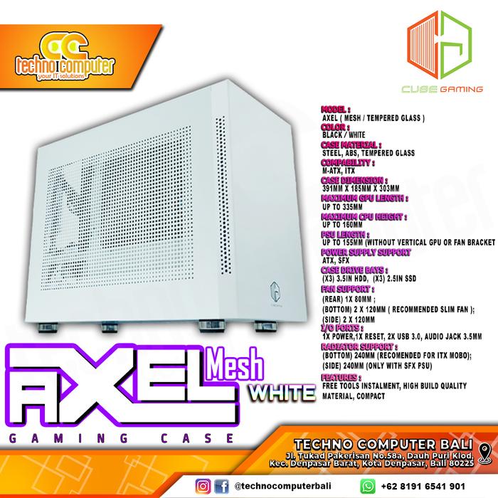 Gambar CUBE GAMING AXEL MESH Mini ITX GAMING CASE - Putih dari Techno Computer Bali undefined Tokopedia