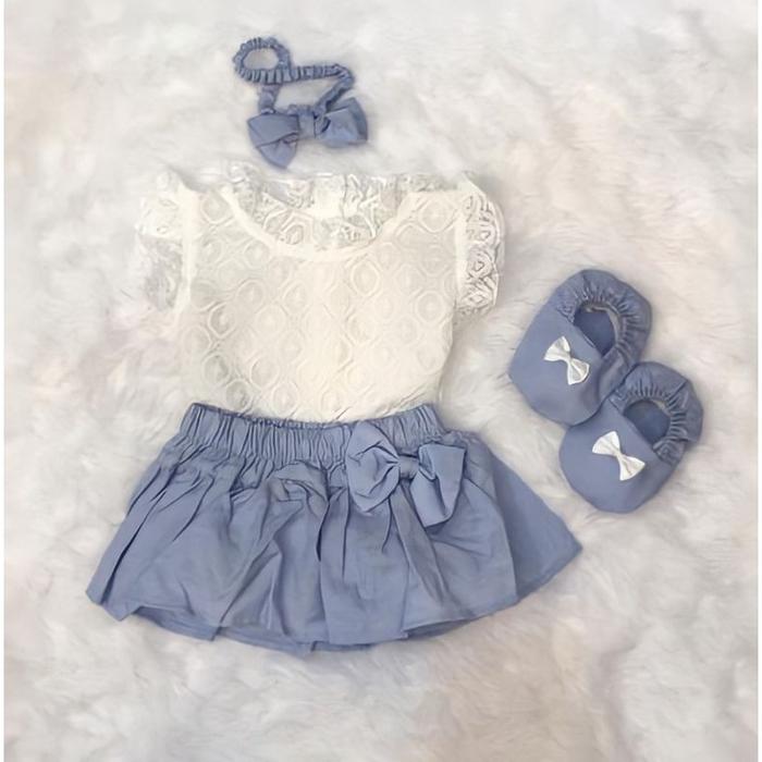 Gambar SETELAN BAJU BAYI LUCU PEREMPUAN MOTIF BROKAT USIA NEWBORN 6 BULAN - Biru dari winbeekids undefined Tokopedia