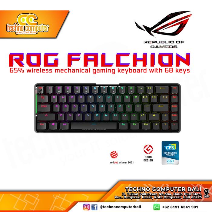 Gambar ASUS ROG Falchion 65% Wireless Mechanical Gaming Keyboard - Switch BLUE dari Techno Computer Bali undefined Tokopedia