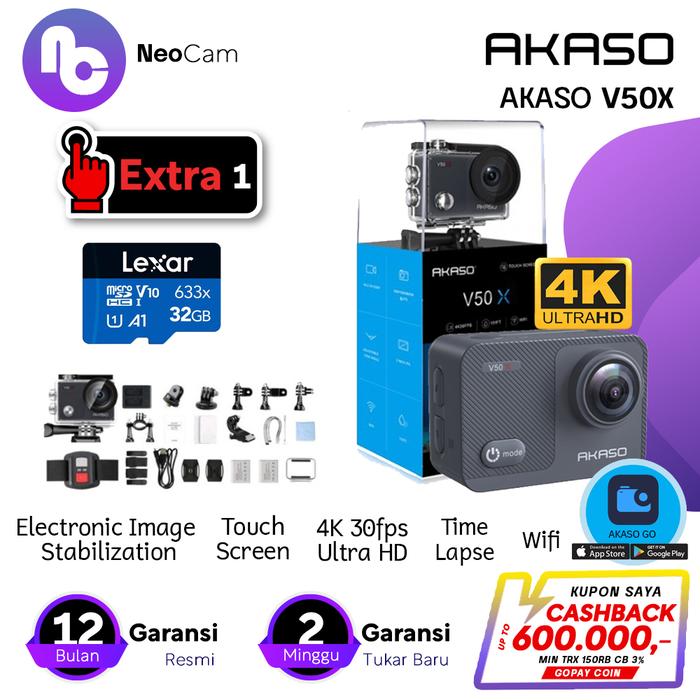 Gambar Akaso V50X V50 X 4K 30fps Action Cam Garansi Resmi - 32GB dari Neocam.Id undefined Tokopedia