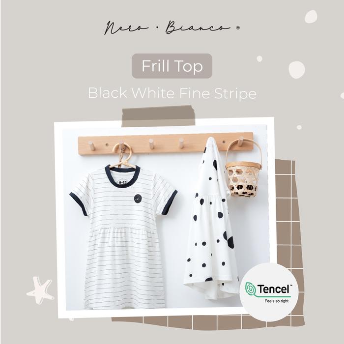 Gambar Nero Bianco TencelFrill Dress - Baju Bayi Lucu | Dress Bayi Anak - PutihHitamStrip, 6-9 Bulan dari Nero Bianco Official Store undefined Tokopedia