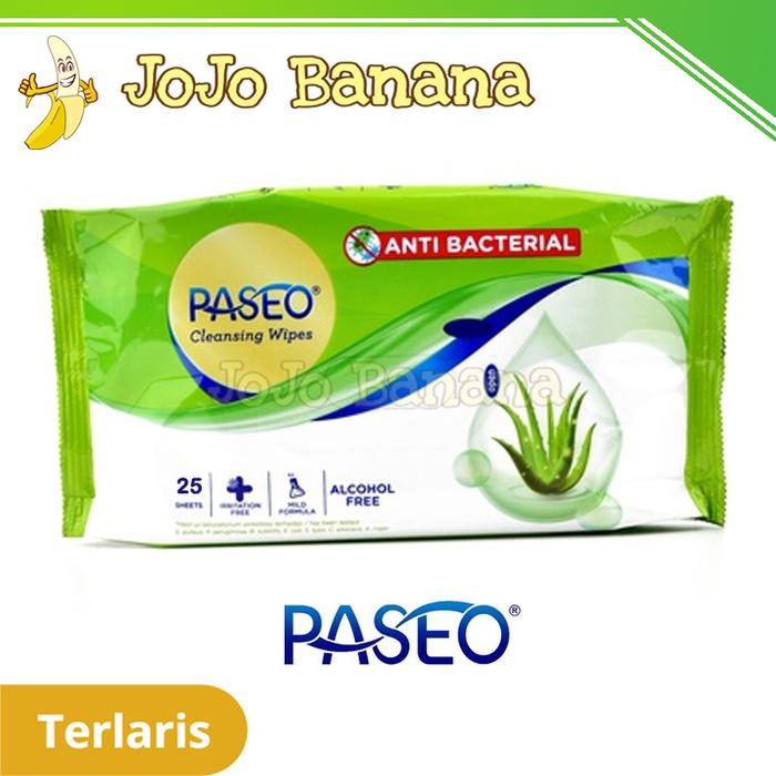 Gambar PASEO Cleansing Wipes Anti Bacterial Aloe Vera 25 Sheets Tissue Basah dari Jojo Banana undefined Tokopedia