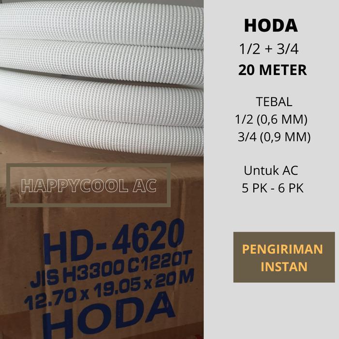 Gambar Pipa AC Merk HODA 5 PK - 6 PK Pipa AC 1/2 X 3/4 (20 Meter) INSTAN dari happycoolac undefined Tokopedia