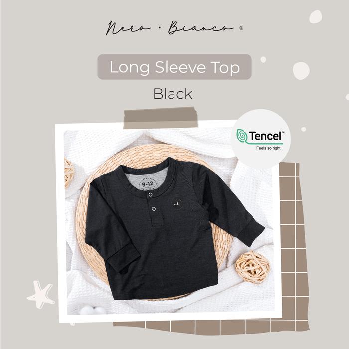 Gambar Nero Bianco Tencel Long Sleeve Top - Baju Bayi Lucu - Hitam, 12-18 Bulan dari Nero Bianco Official Store undefined Tokopedia