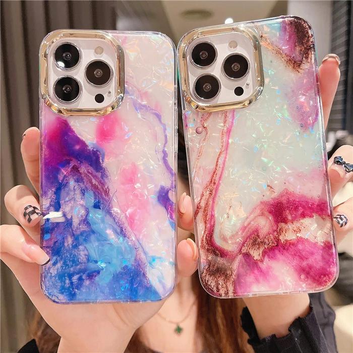 Case iPhone 11 11 Pro 11 Pro Max Gold Plating Marble Softcase Blue Lilac,  iPhone 11