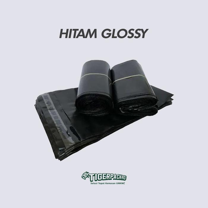 Gambar POLYMAILER PLASTIK PACKING 17 X 30 cm ( CUSTOM LOGO ) - Hitam Glossy, 500pcs dari Tigerpack.id undefined Tokopedia