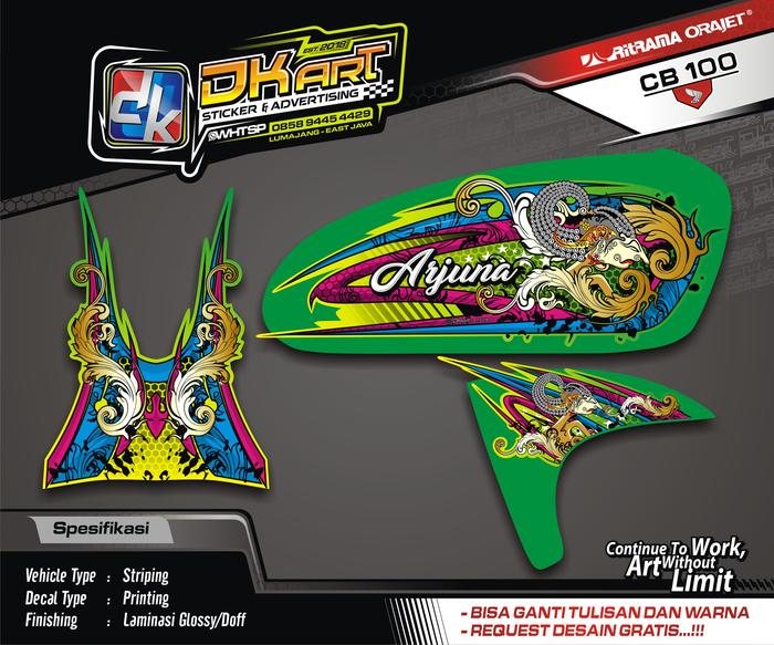 Gambar Striping Custom Honda CB 100 Arjuna - Hijau dari DKart Sticker &amp; Adv. undefined Tokopedia