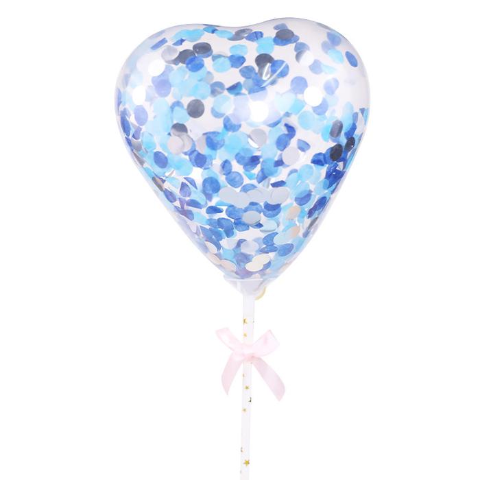 Gambar Cake Topper Balon Latex 5 inch isi Confetti / Topper Balon Hati Bulat - hati biru dari Tokoku1689 undefined Tokopedia