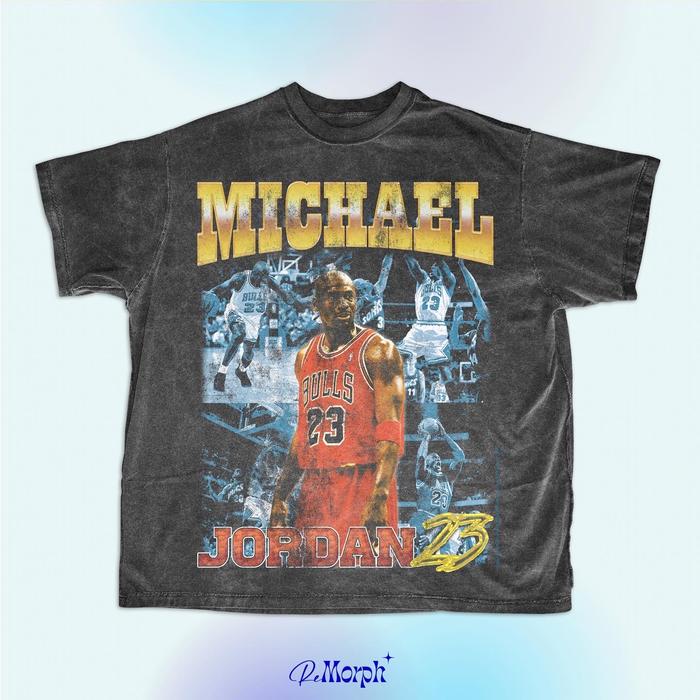 JORDAN, OVERSIZE HEAVY COTTON T-SHIRT/ WASHED VINTAGE RAP BOOTLEG TEE  Putih, S