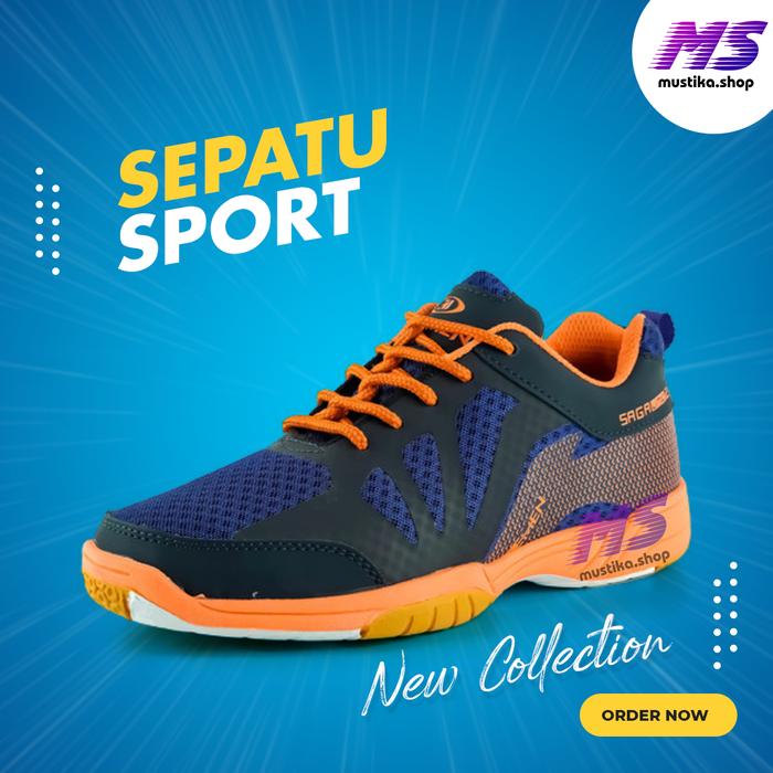 Gambar SEPATU SPORT PRIA WANITA SEPATU OLAHRAGA LARI JOGGING RUNNING - Navy Orange, 38 dari Mustikaa Shop undefined Tokopedia