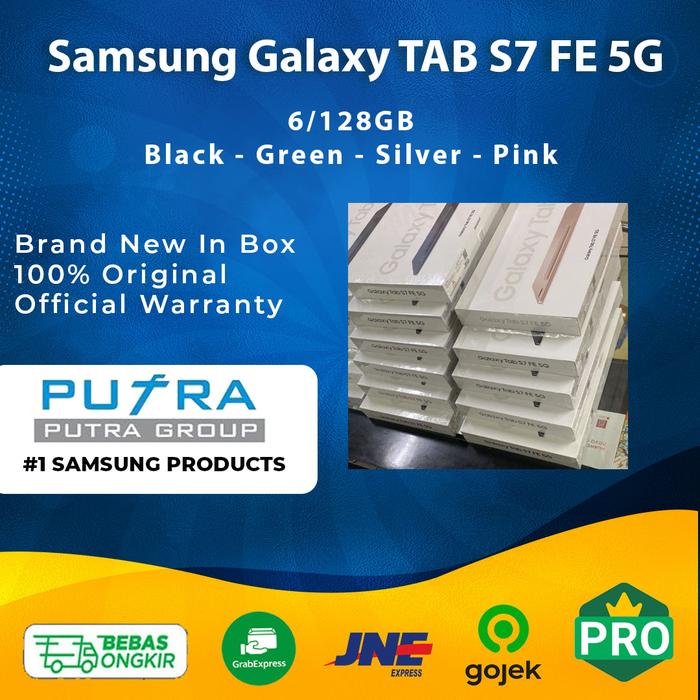 Gambar (RESMI) Samsung Galaxy Tab S7 FE 5G 128GB 6GB WIFI CELL Black Silver - Mystic Blackk, 6/128GB dari Putra Group undefined Tokopedia