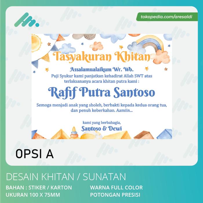 Gambar Tasyakuran Khitan / syukuran Sunat stiker / kartu nasi kotak - Stiker, opsi A dari aresaldi undefined Tokopedia
