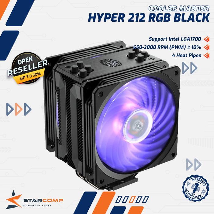 Gambar COOLER MASTER HYPER 212 RGB BLACK EDITION LGA1700 CPU COOLER dari Starcomp Origin undefined Tokopedia